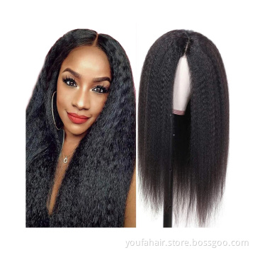 Wholesale Brazilian Kinky Straight 4*4 HD Lace Frontal Wig Virgin Human Hair 5by5 Transparent Lace Closure Wigs for Black Women
